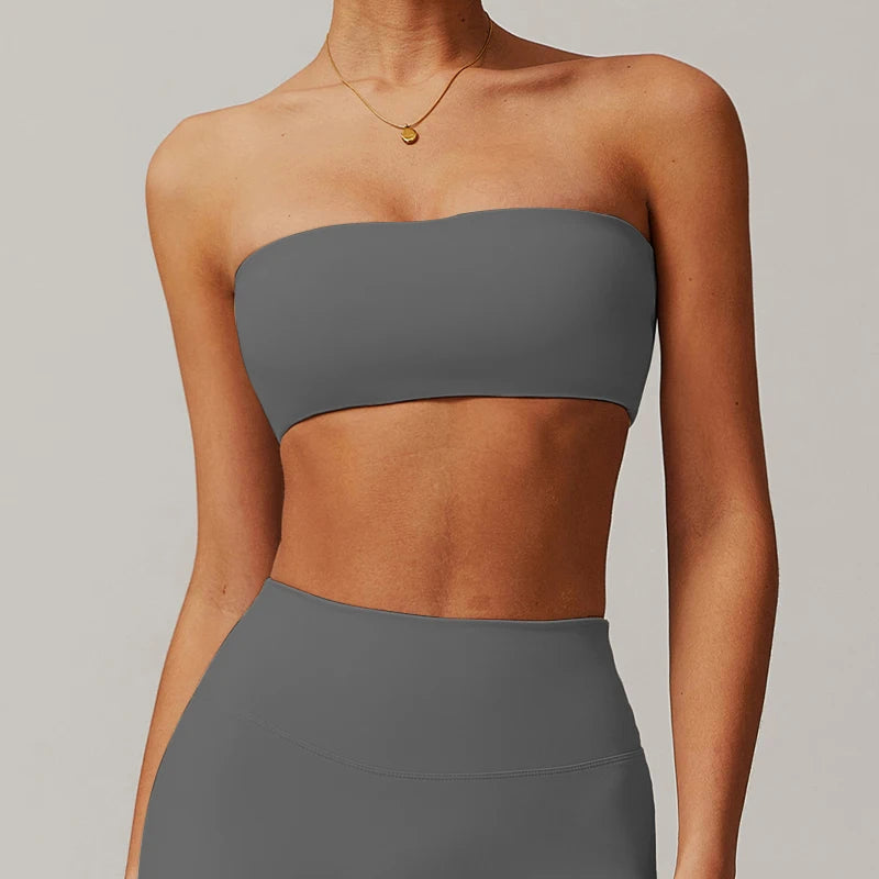 Arias Wellness Strapless Crop Sports Bra